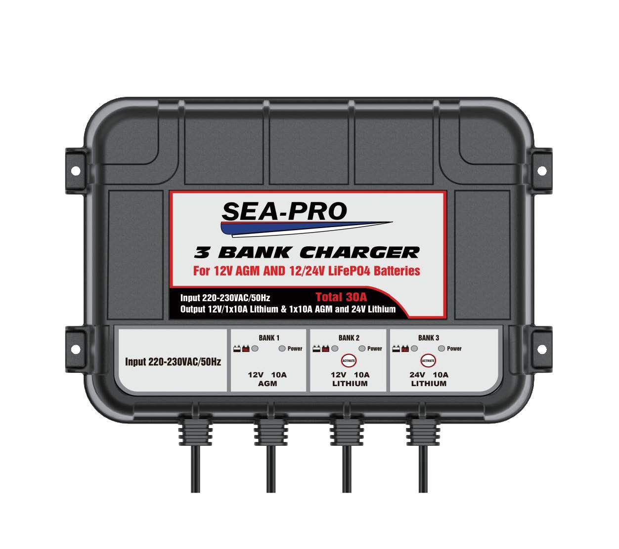 Зарядное устройство SEA-PRO ТЕ4-0287В (1х12В AGM, 1х12В LiFePo4, 1х24В LiFePo4)